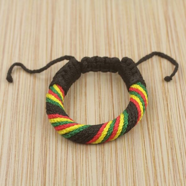 Alternate image for Hand Made Mens Cord Bracelet in Black and Multicolor Krobo Sunshine