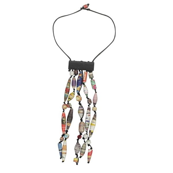 Alternate image for Recycled Paper Waterfall Necklace Crafted in Ghana Eco Tradition