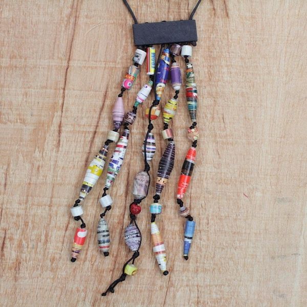 Alternate image for Recycled Paper Waterfall Necklace Crafted in Ghana Eco Tradition