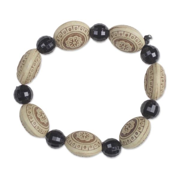 Alternate image for Floral Sese Wood and Plastic Beaded Stretch Bracelet Favorite Flowers