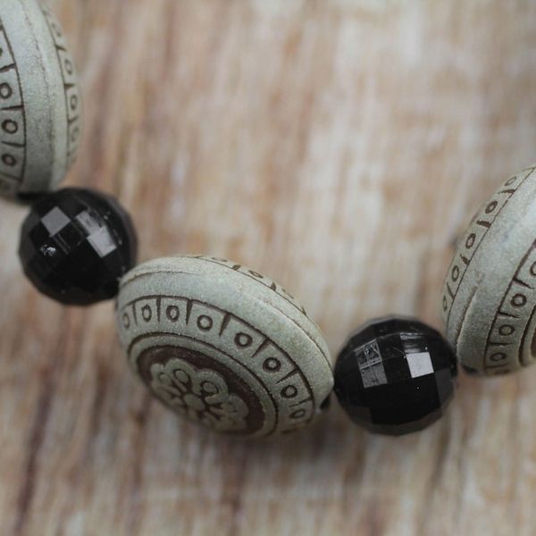 Alternate image for Floral Sese Wood and Plastic Beaded Stretch Bracelet Favorite Flowers