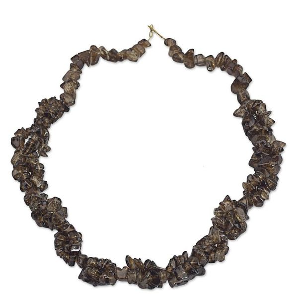Alternate image for Brown Agate Beaded Necklace from West Africa Majestic Woodland