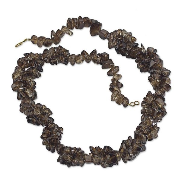 Alternate image for Brown Agate Beaded Necklace from West Africa Majestic Woodland
