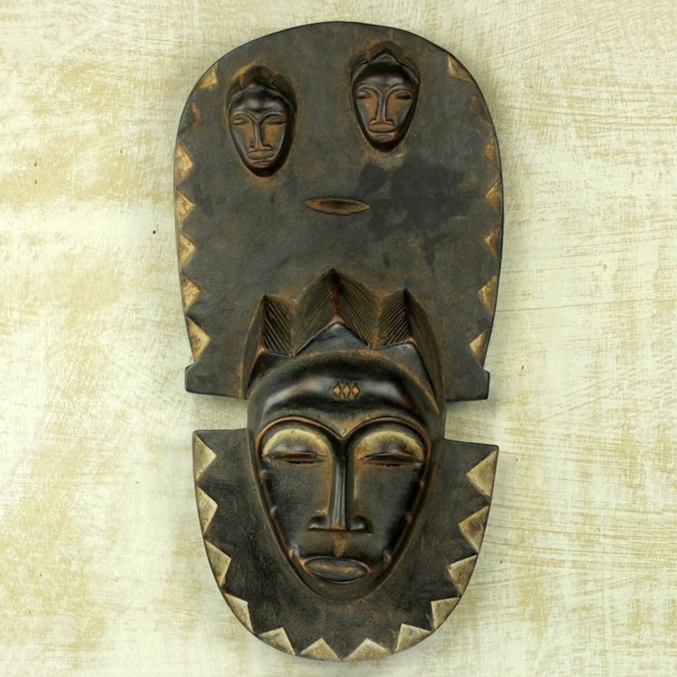 Baule Traditional Wall Mask Replica Hand-Carved in Ghana 'Baule Legacy'
