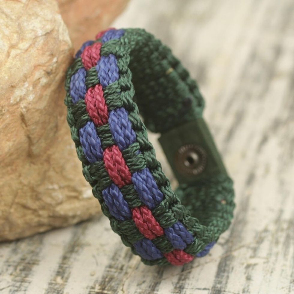 African Multicolored Men's Cord Wristband Bracelet 'Sincerity'