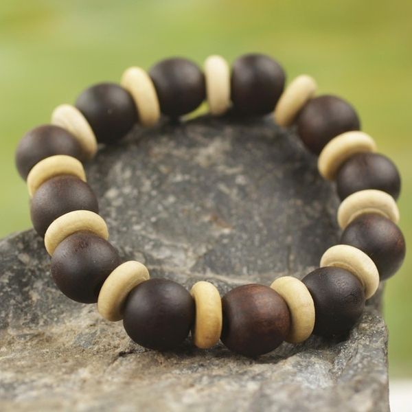 Alternate image for Handcrafted Stretch Bracelet with Wood Beads Break Free