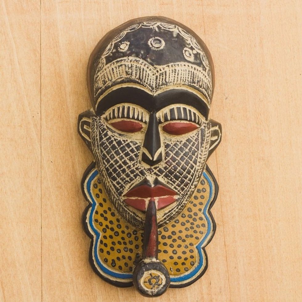 Handcrafted African Wood and Aluminum Mask from Ghana 'Blessed Akinyi'