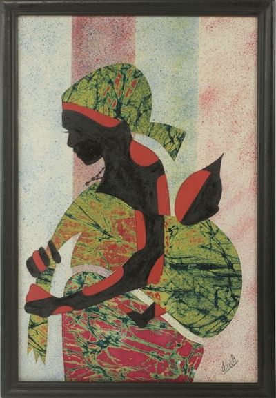 Alternate image for Artisan Crafted Framed African Folk Art Motherhood Painting Good Akan Mother