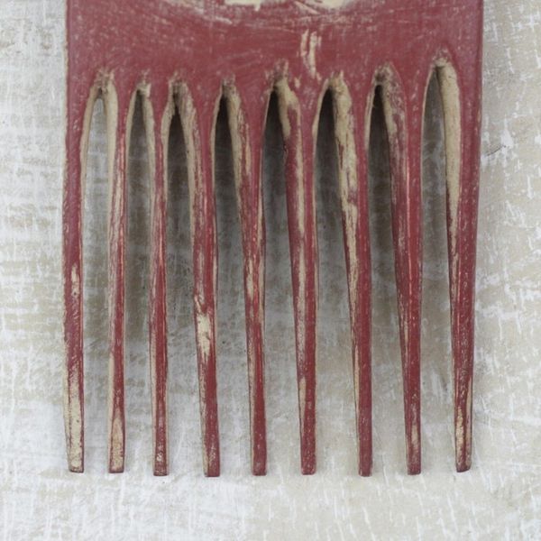 Alternate image for Wood Comb-Shaped Wall Art in Red from Ghana Red Osele