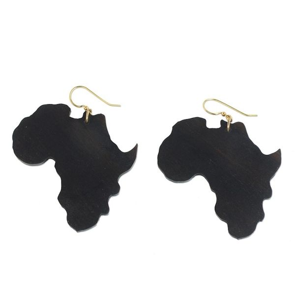 Alternate image for Ebony Wood Africa-Shaped Dangle Earrings from Ghana Being African