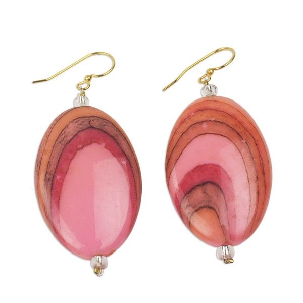 Alternate image for Hand Crafted Upcycled Plastic Dangle Earrings in Pink Rustic Love in Pink