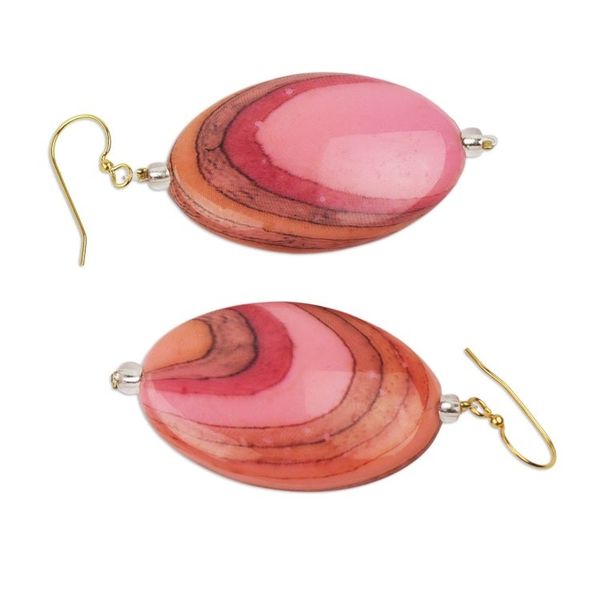 Alternate image for Hand Crafted Upcycled Plastic Dangle Earrings in Pink Rustic Love in Pink