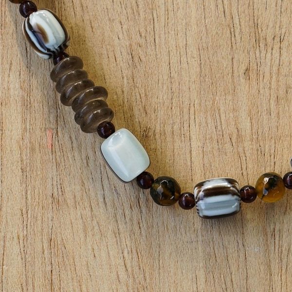 Alternate image for African Necklace Crafted by Hand with Recycled Beads Xose in Beige