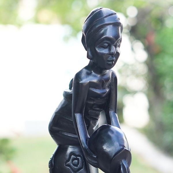 Alternate image for Hand-Carved Ebony Wood Statuette of Mother and Child Afia Maame