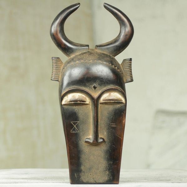 Alternate image for African Bemba Healer Wall Mask Zoomorphic Man from Ghana Bemba Healer