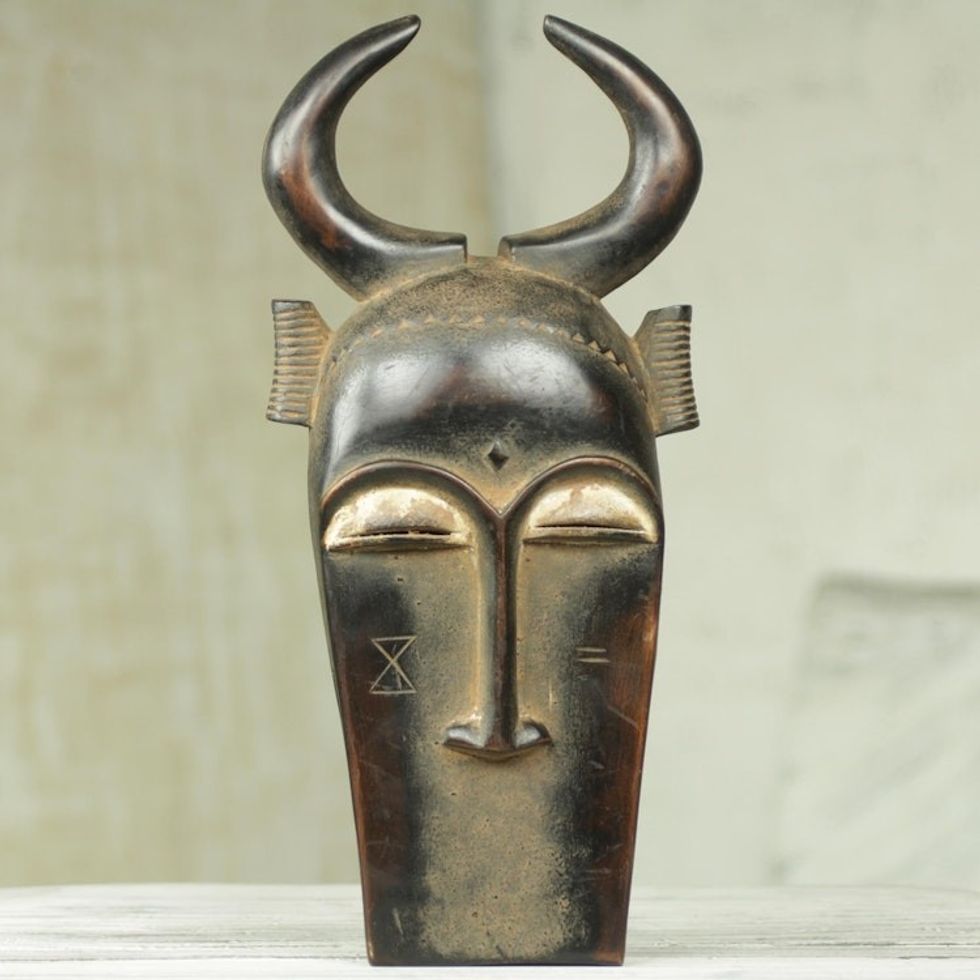 African Bemba Healer Wall Mask Zoomorphic Man from Ghana 'Bemba Healer'