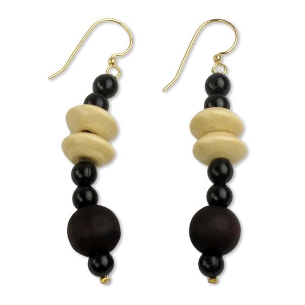 Alternate image for Artisan Crafted Wood and Recycled Beads Earrings Muse
