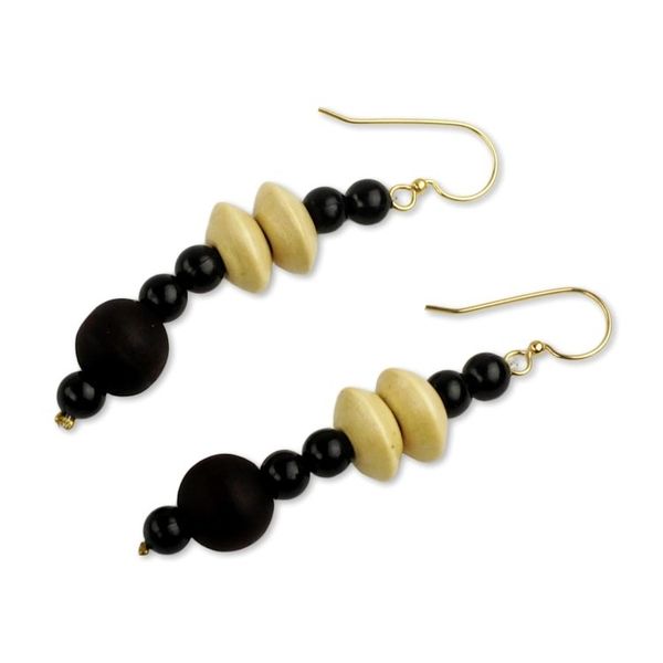 Alternate image for Artisan Crafted Wood and Recycled Beads Earrings Muse