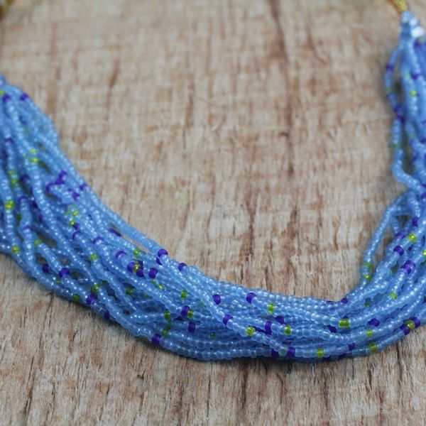 Alternate image for Recycled Glass Beaded Necklace in Sky Blue from Ghana Sprightly Sky