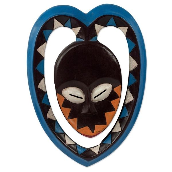 Alternate image for African Art Heart Shaped Kwele Protective Handmade Wood Mask Kwele Mask I