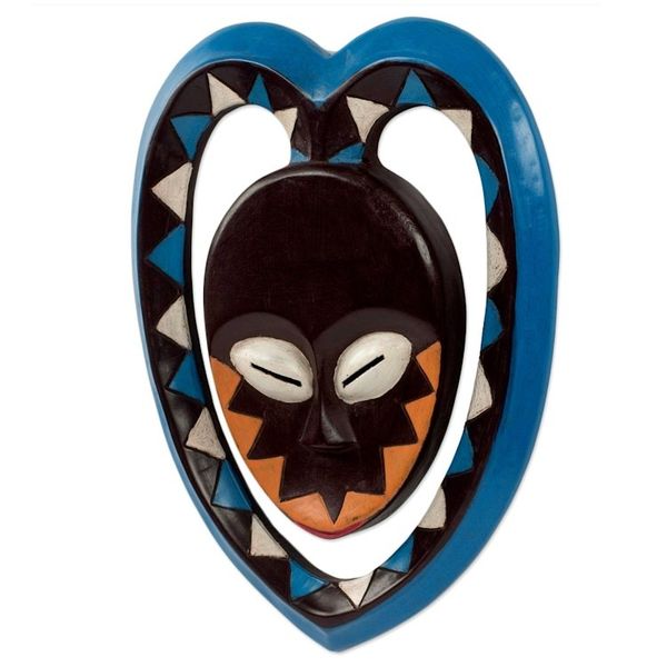 Alternate image for African Art Heart Shaped Kwele Protective Handmade Wood Mask Kwele Mask I