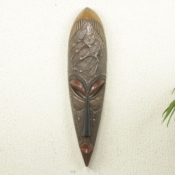Alternate image for Hand Carved African Wood Mask with Flamingo Birds Yayra