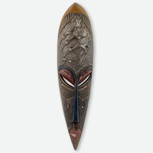 Alternate image for Hand Carved African Wood Mask with Flamingo Birds Yayra