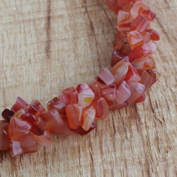 Alternate image for Handmade Coral Red Agate and Recycled Glass Beaded Necklace Coral Kiss