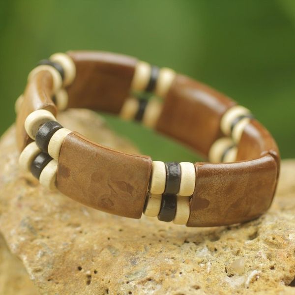 Alternate image for Eco Friendly Wood and Recycled Bead Bracelet from Ghana Coffee Connection