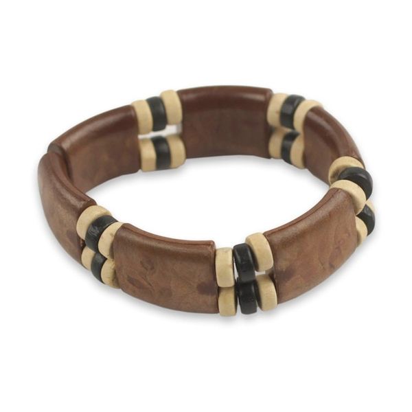 Alternate image for Eco Friendly Wood and Recycled Bead Bracelet from Ghana Coffee Connection