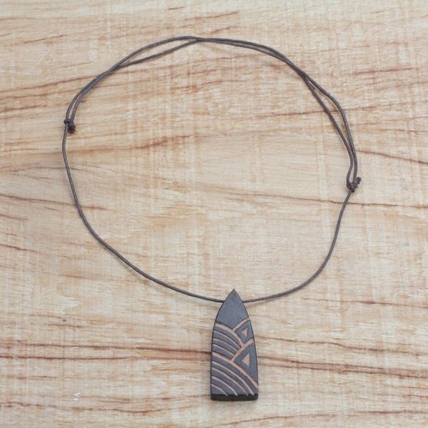 Alternate image for Hand-Carved Sese Wood Mosque Pendant Necklace Call to Prayer