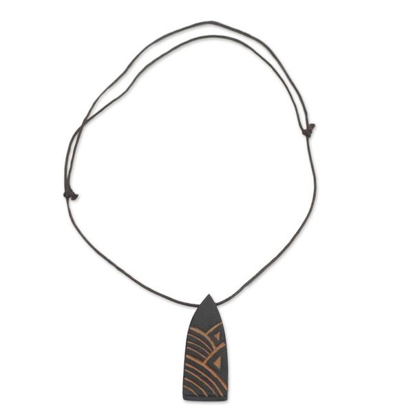 Alternate image for Hand-Carved Sese Wood Mosque Pendant Necklace Call to Prayer