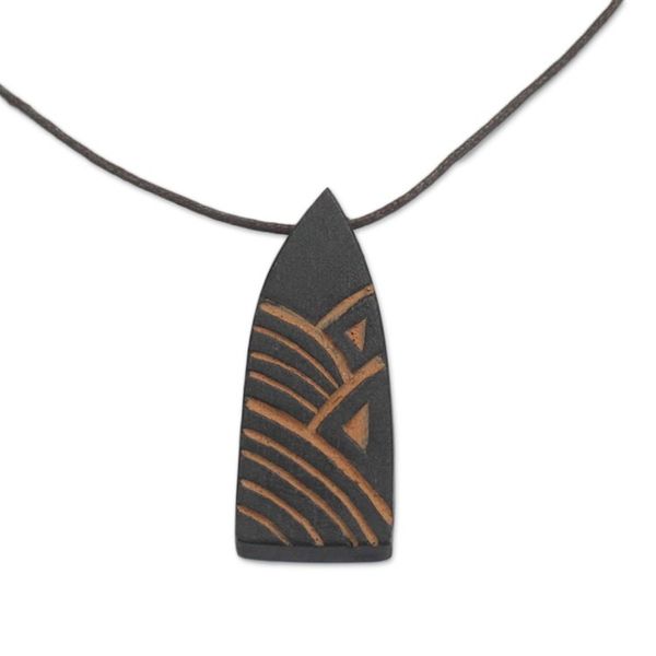 Alternate image for Hand-Carved Sese Wood Mosque Pendant Necklace Call to Prayer