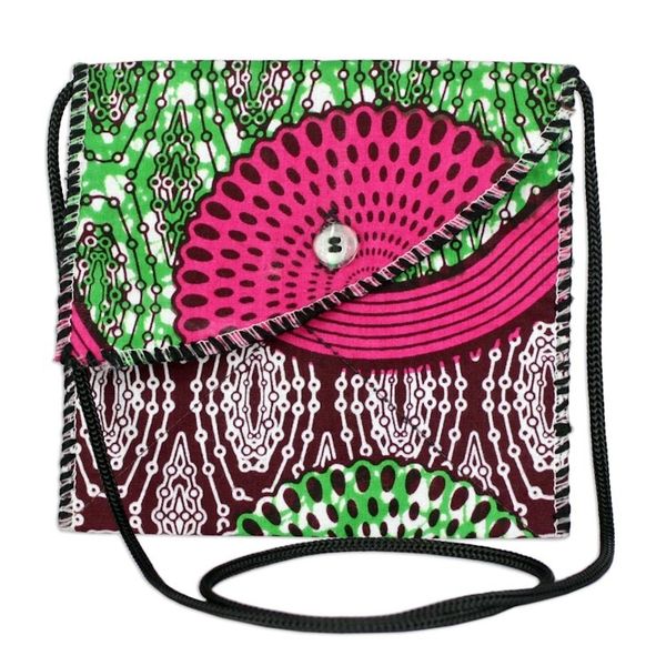 Alternate image for Multicolored Printed Cotton Shoulder Bag from Ghana Otherworldly Beauty