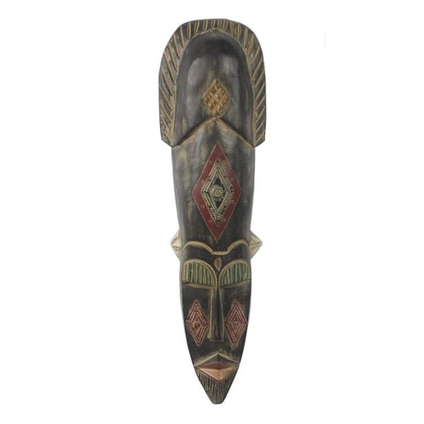 Alternate image for Sese Wood and Aluminum Wall Mask Hand Carved in Ghana Barima