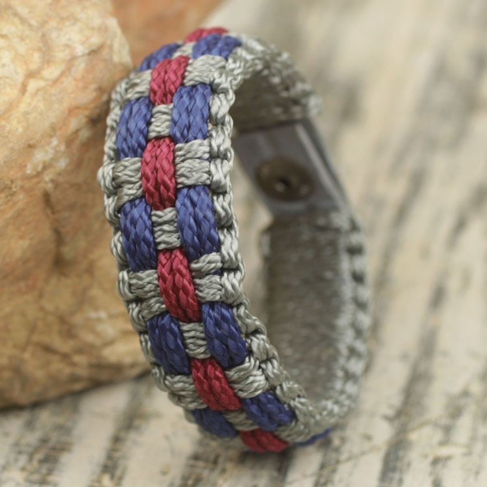 African Hand Crafted Men's Woven Cord Bracelet 'Love and Honor'
