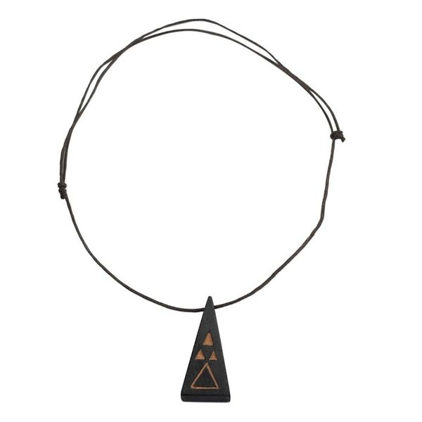Alternate image for Long Sese Wood Pendant Necklace Hand Crafted in Ghana Five Pyramids