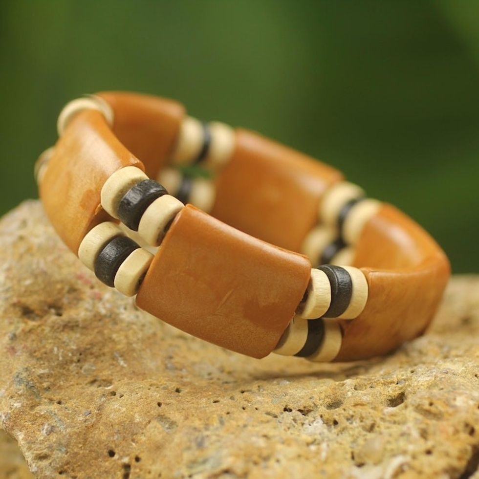 Recycled Plastic Wood Eco Friendly Bracelet from Africa 'Butterscotch Connection'