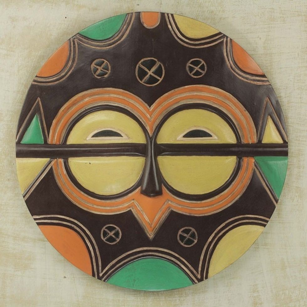 Multicolor Handcrafted Congolese African Mask 'Kidumu Rite'
