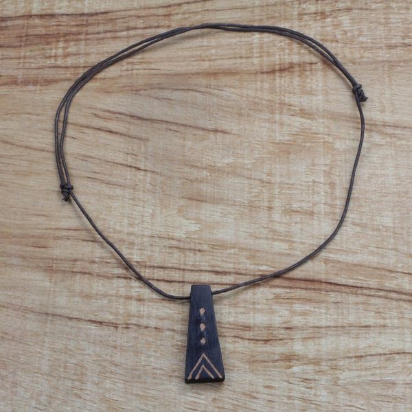 Alternate image for Long Sese Wood Pendant Necklace Hand Crafted in Ghana Odo Nsa All