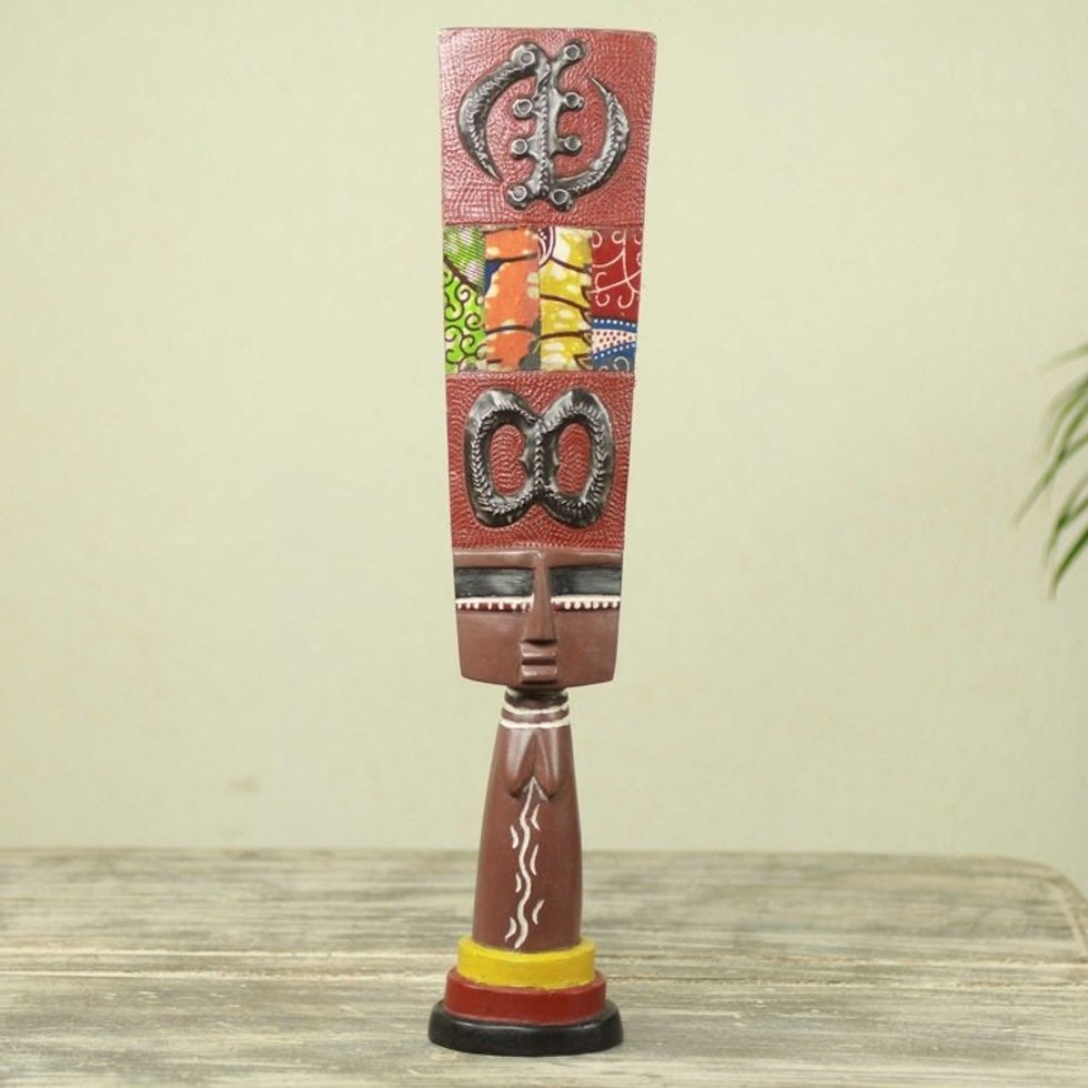 Original African Wood Sculpture with Adinkra Symbols 'Adinkra Doll'