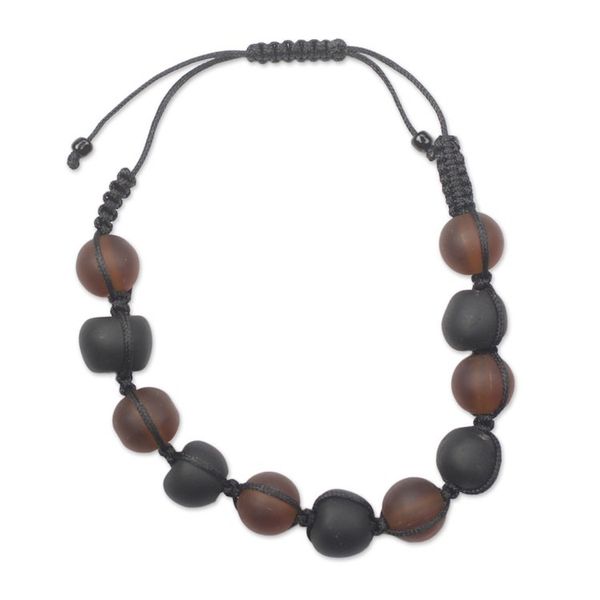 Alternate image for Adjustable Recycled Glass Beaded Bracelet from Ghana Subtle Orbs