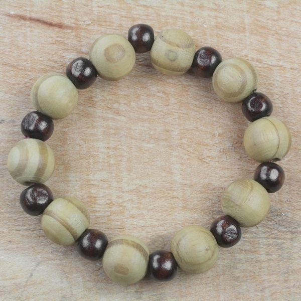 Alternate image for Handcrafted Sese Wood Beaded Stretch Bracelet from Ghana Circle of Beauty