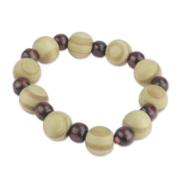 Alternate image for Handcrafted Sese Wood Beaded Stretch Bracelet from Ghana Circle of Beauty