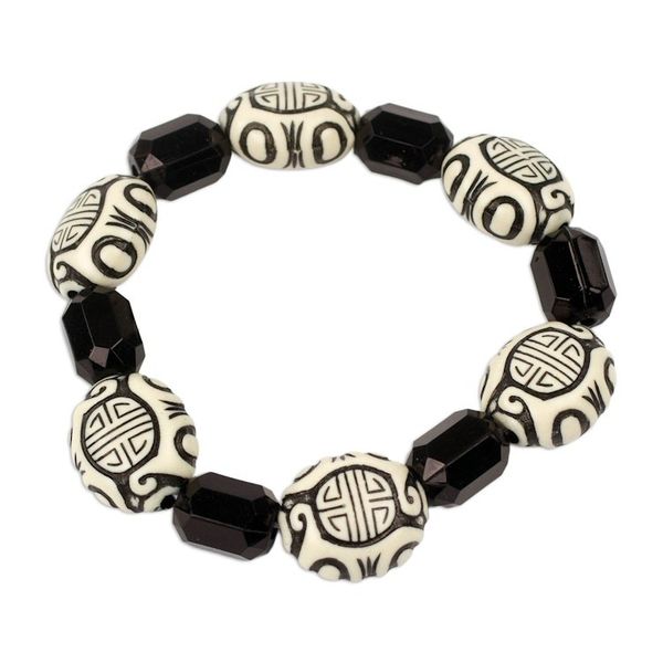 Alternate image for Hand Crafted Recycled Plastic Beaded Stretch Bracelet Rustic Glory