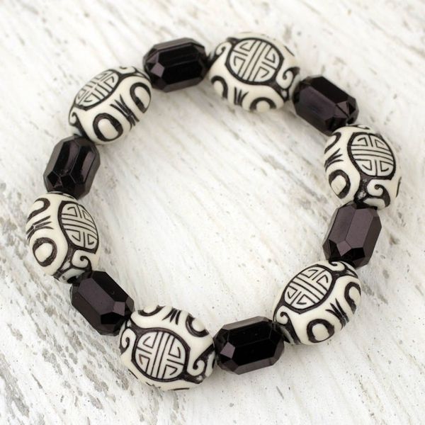 Alternate image for Hand Crafted Recycled Plastic Beaded Stretch Bracelet Rustic Glory