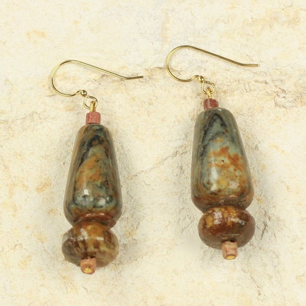 African Handcrafted Natural Soapstone Earrings 'Thanks for Helping'