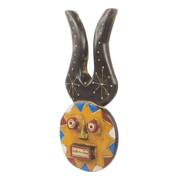 Alternate image for Authentic Ghana Handcrafted Horned African Mask Luck Personified