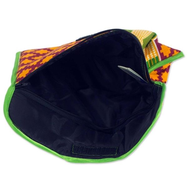 Alternate image for 100 Cotton Multicolor Printed Clutch Handbag from Ghana Kente Joy