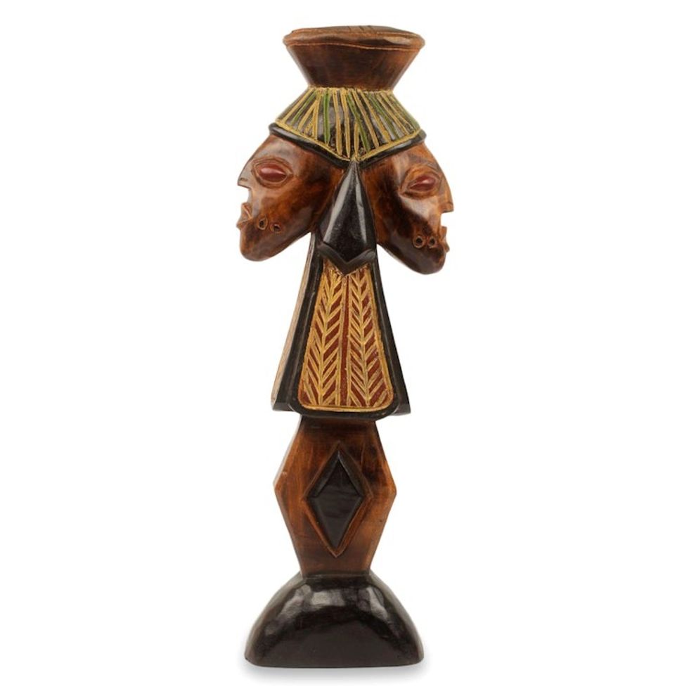 African Yoruba Storm Deity Wood Sculpture Carved by Hand 'Shango'